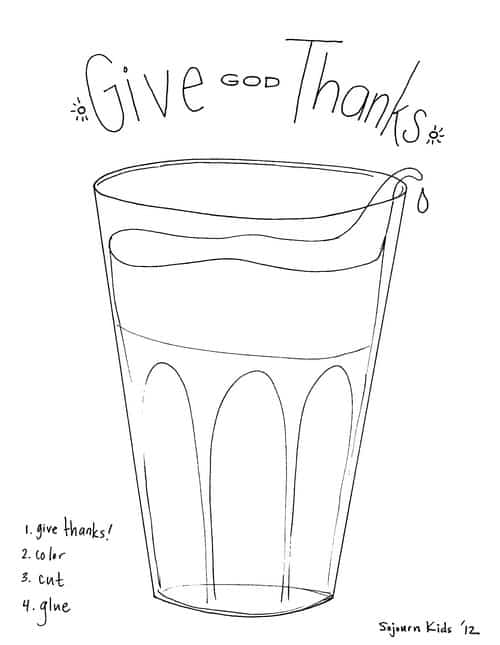 Give Thanks craft template glass overflowing craft about giving thanks