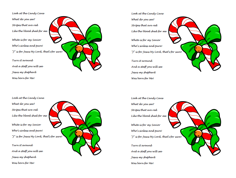 Candy Cane Poem about Jesus (Free Printable PDF Handout) Christmas Story Object Lesson for Kids