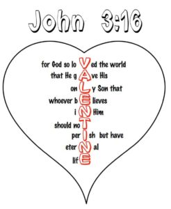 Printable "John 3:16" Valentine Day Heart Craft