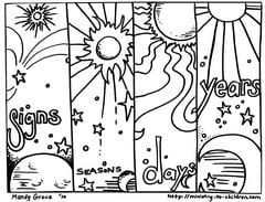 Creation Coloring Pages "God Made the Sun, Moon, and Stars"