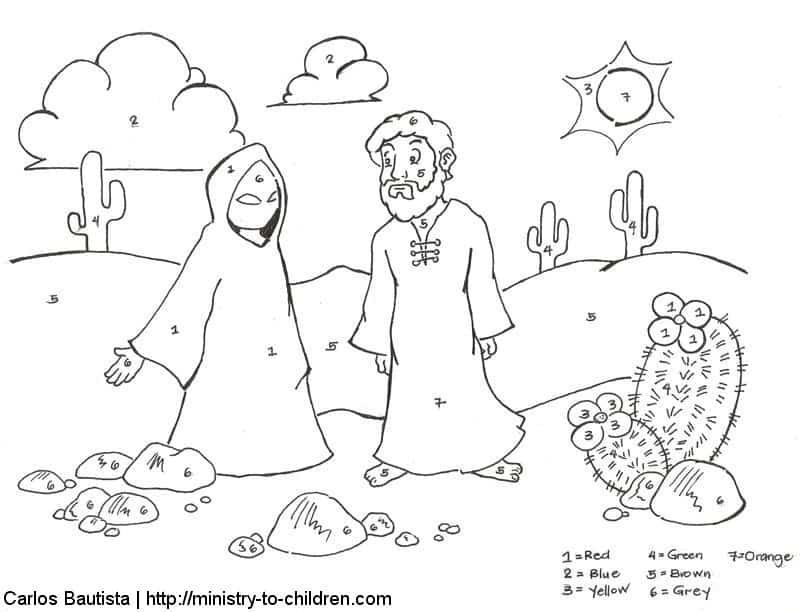 free bible coloring pages jesus tempted