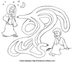 Nicodemus Seeks Jesus Coloring Page Maze