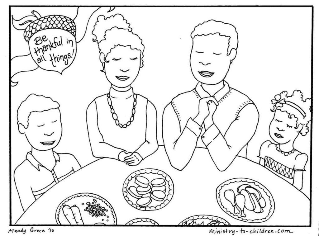 Family Thanksgiving Dinner Coloring page