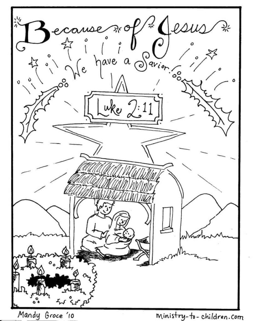 Nativity Scene Coloring Pages Jesus is Here MinistryToChildren