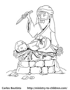 Abraham attempts to sacrifice his son Isaac