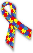 A "puzzle" ribbon to promote Autism and Aspergers Awareness.