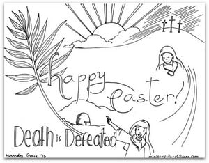 Easter Coloring Page - Happy Easter Death is Defeated