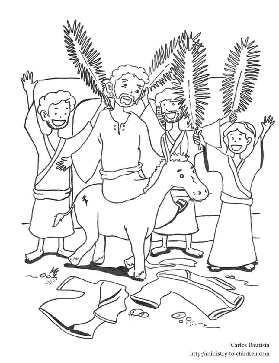 Palm Sunday Coloring Page Jesus Triumphant Entry Printable