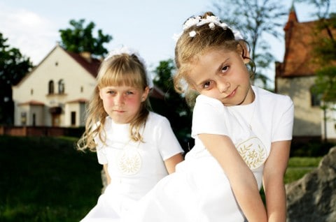 little girls dressed for church