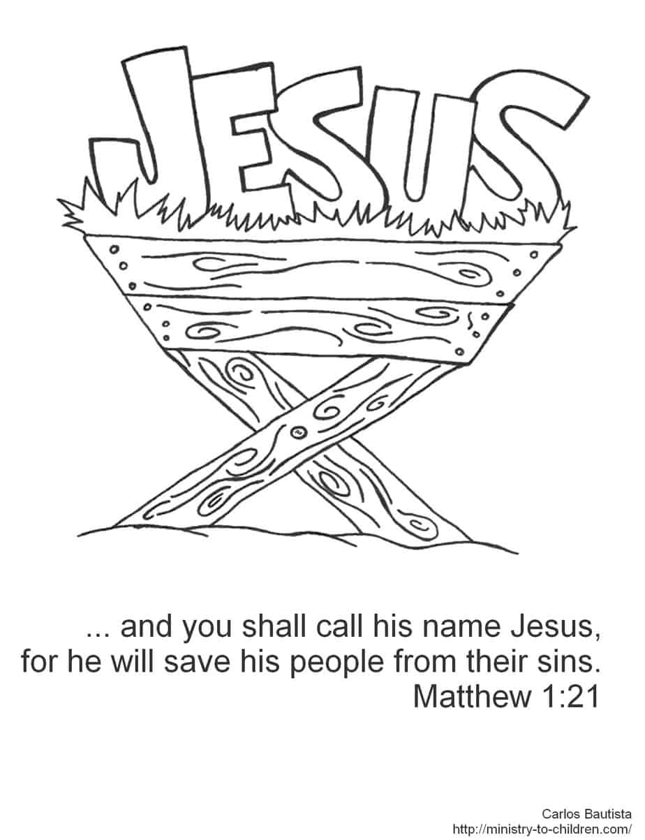 Download Jesus in Manger Coloring Page