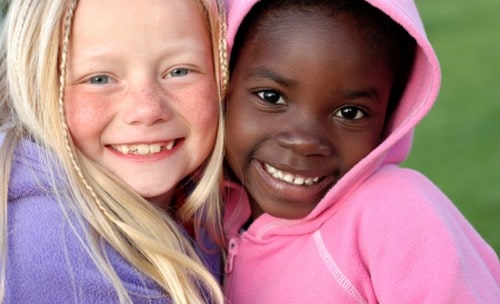 Two girls showing friendship