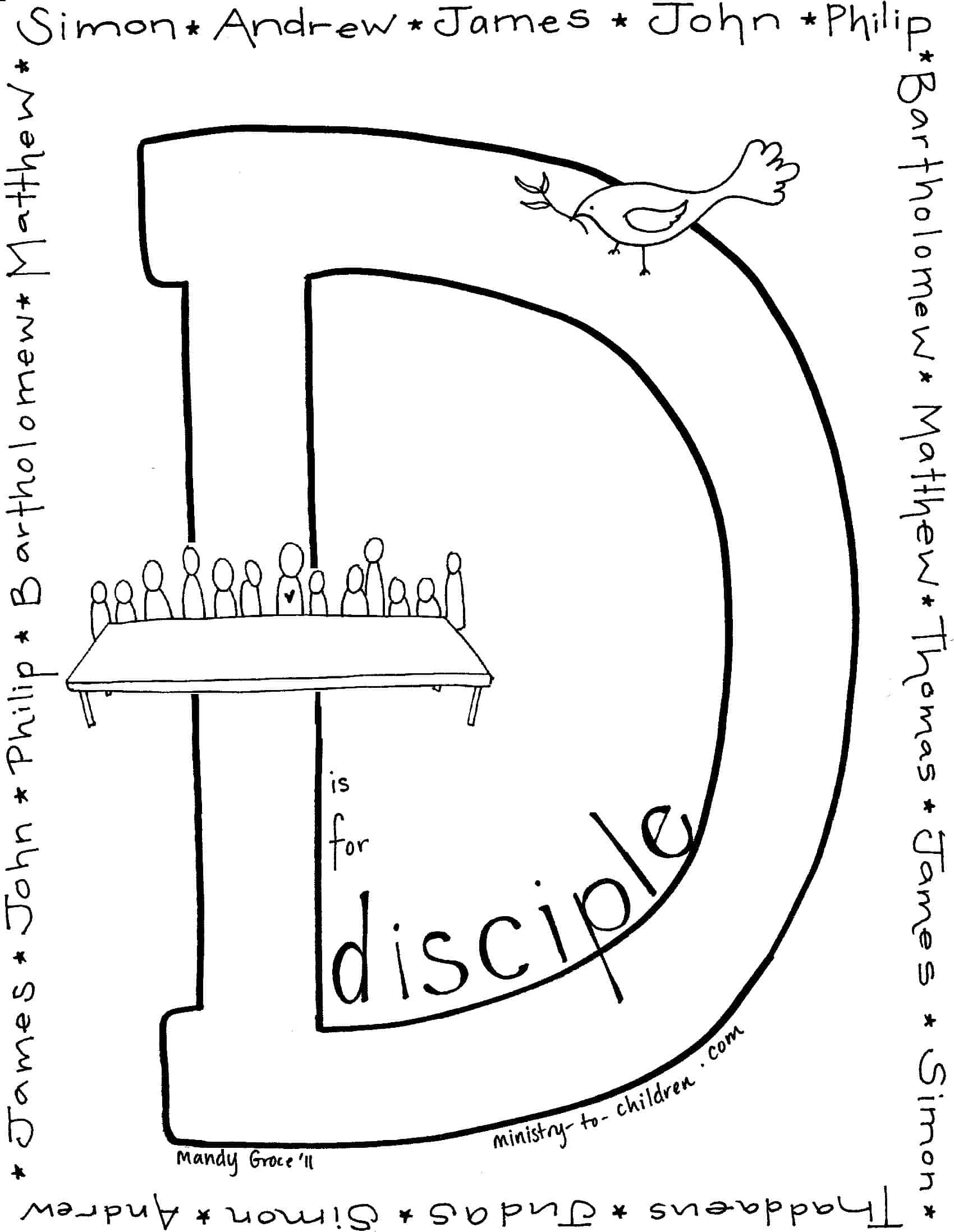 d is for disciple coloring page