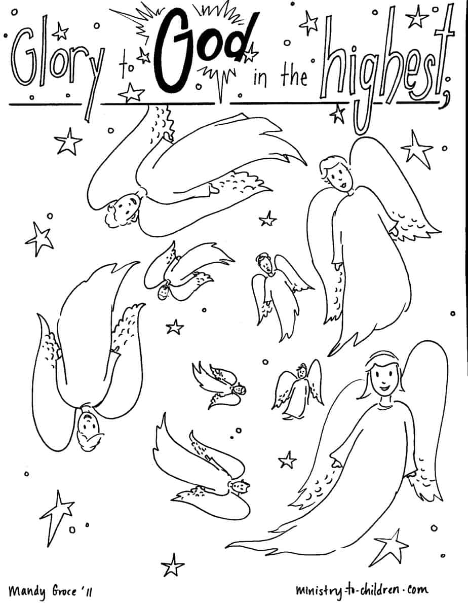 Download "Angels & Shepherds" Coloring Sheets for Christmas