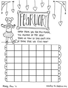 February Calendar Coloring Page Printable