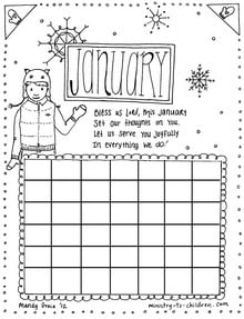 January Calendar Coloring Page
