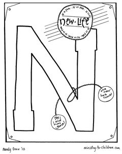 Bible coloring page for the letter N