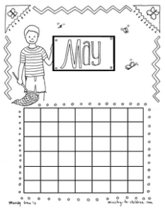 May Coloring Sheet Calendar for Kids