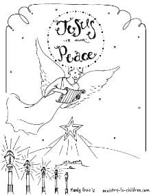 Angels Over Bethlehem Coloring Page for Christmas