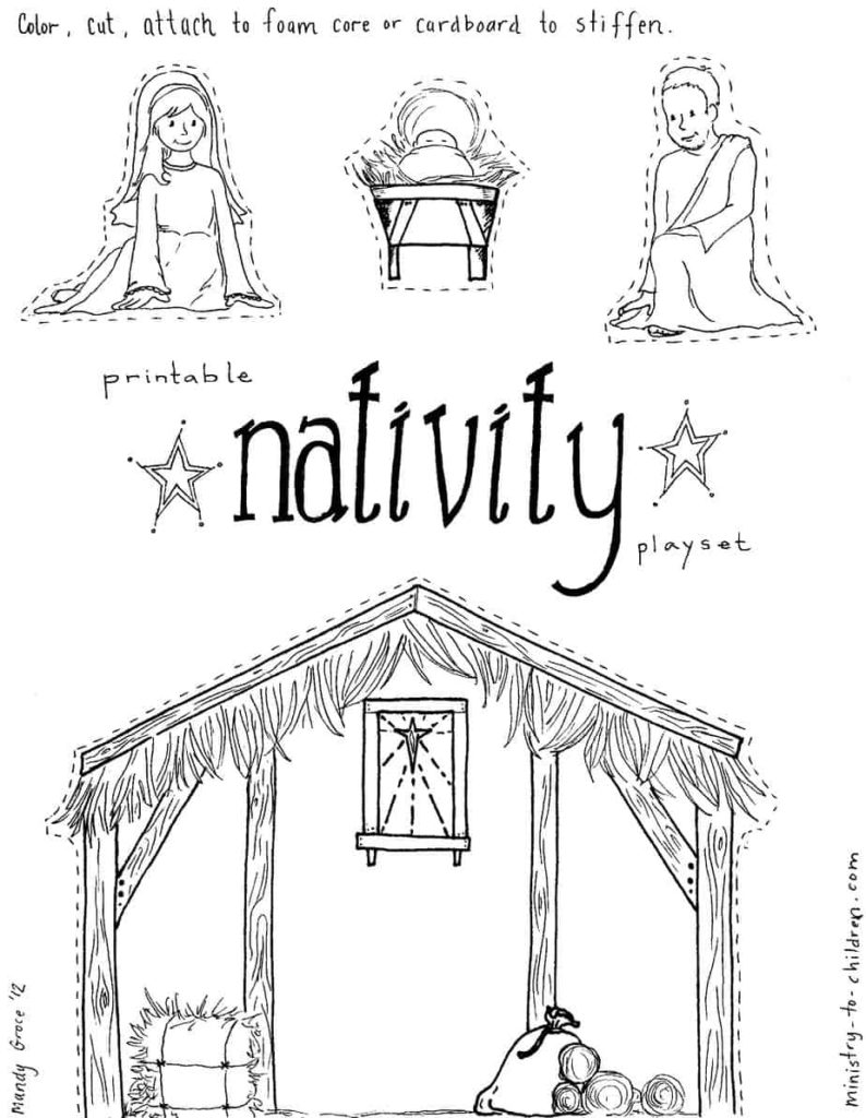 Jesus in the Manger Coloring Pages / Nativity Playset Craft