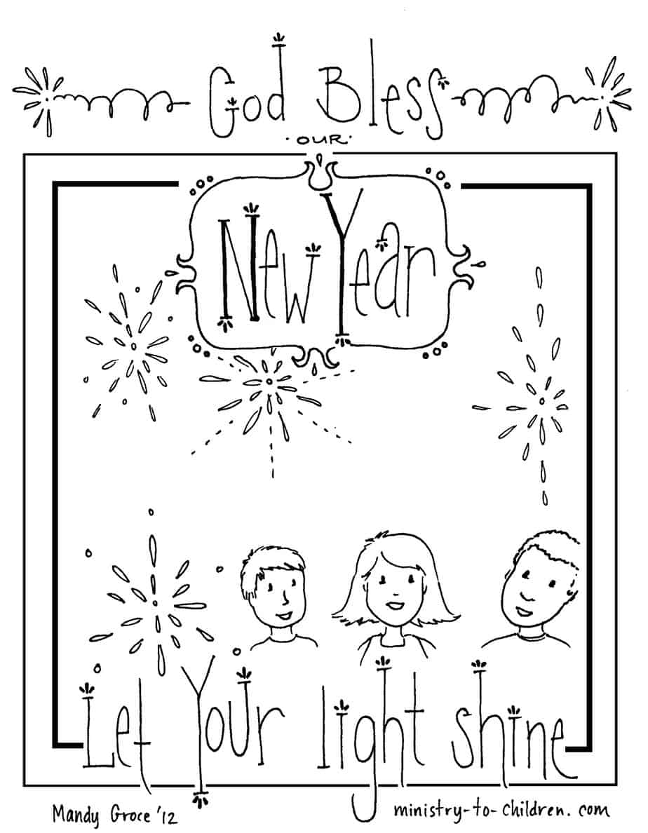 Download New Year's Coloring Page 2021 "Let Your Light Shine" (Free ...