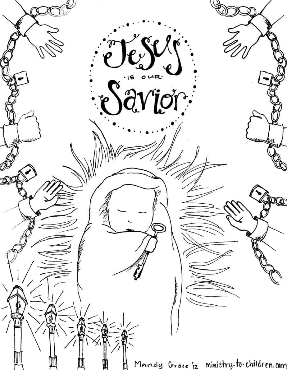 Download "Baby Jesus" is our Savior Coloring Page for Advent