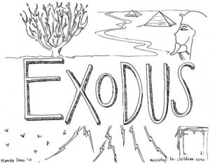 "book of exodus" bible coloring page for children