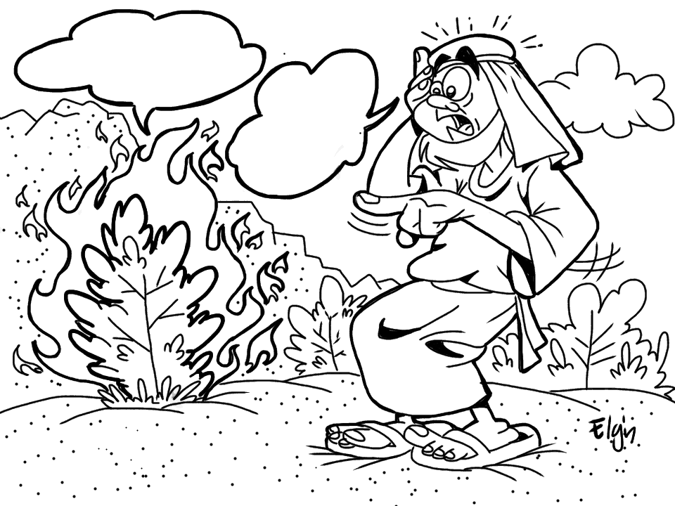 Moses And The Burning Bush Cartoon Coloring Page Ministry To Children