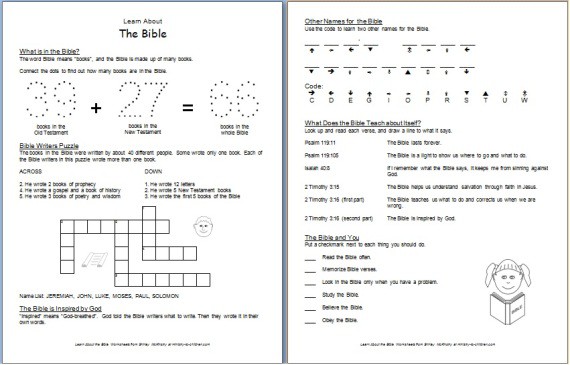 Old Testament Activity Sheets