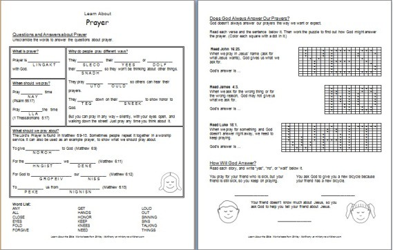 Worksheet Learn About Prayer Ministry To Children
