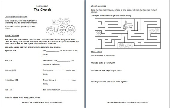 Free Bible Worksheet For Kids Learn About The Church