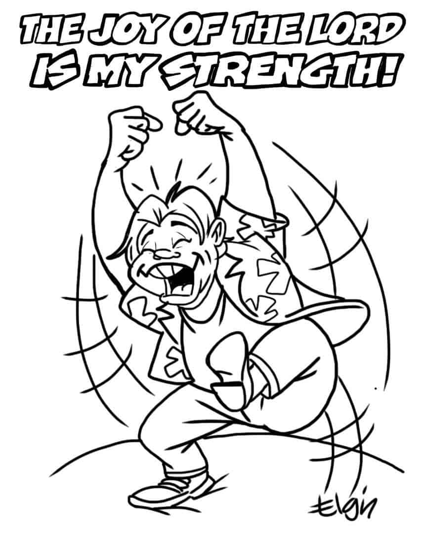 Download "The Joy of the LORD is My Strength" Cartoon & Coloring Page | Ministry-To-Children
