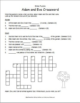 bible puzzle adam and eve crossword ministry to children bible worksheets