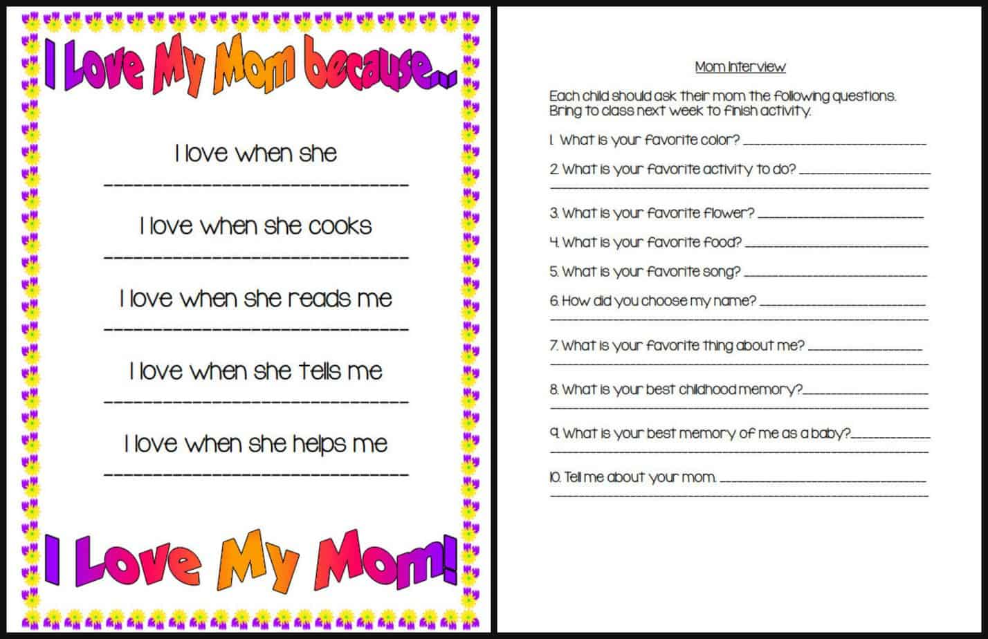 Mother S Day Kid Interview Questions Free Printable