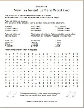 Bible Puzzle - New Testament Letters Word Find