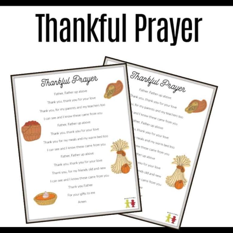 Thanksgiving Prayer for Children (PDF printable)