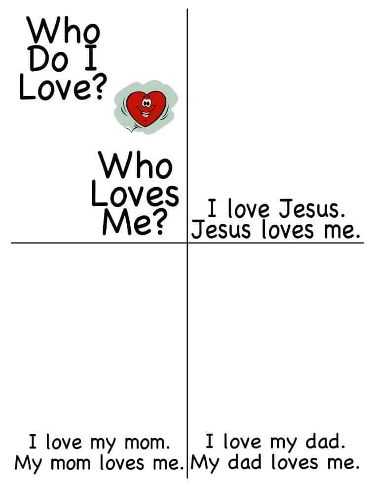 "Who do I Love? Who loves me?" Early reading booklet for Valentine's Day