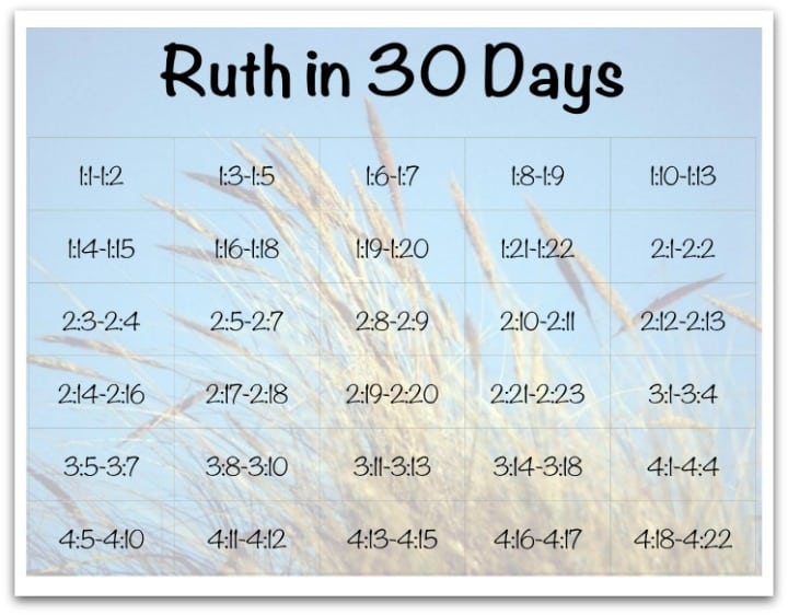 30 Day "Book of Ruth" Reading Plan for Kids