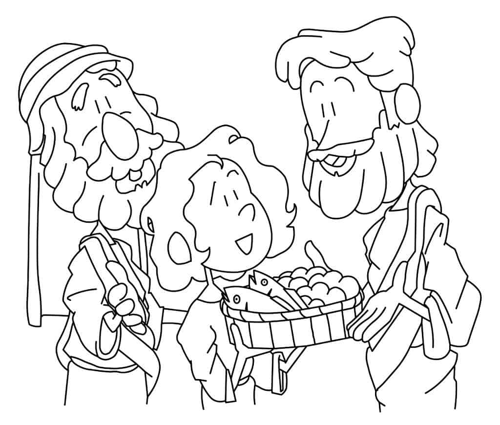 Jesus Feeds 5000 Coloring Page - Free PDF download