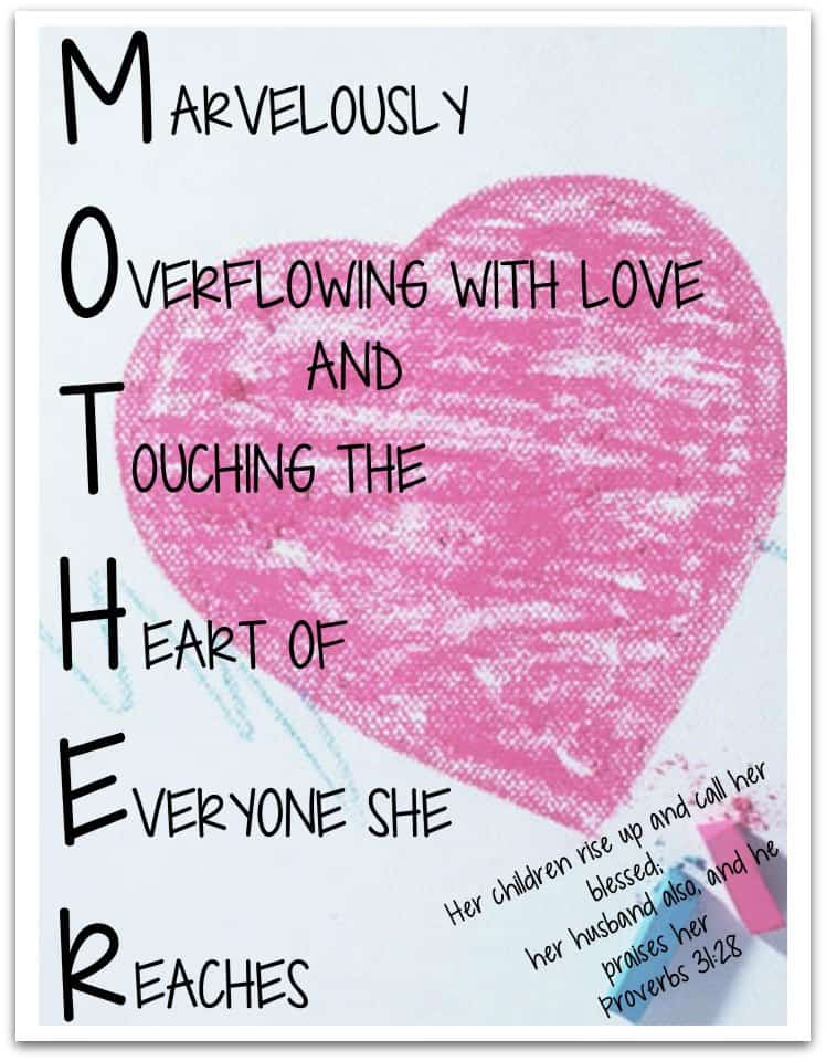 "Mother" Acrostic Poem (Easy Print) | Ministry-To-Children