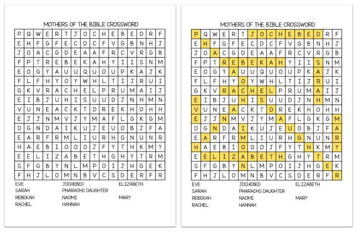 Mothers Of The Bible Crossword Puzzle Free Printable Ministry To Children