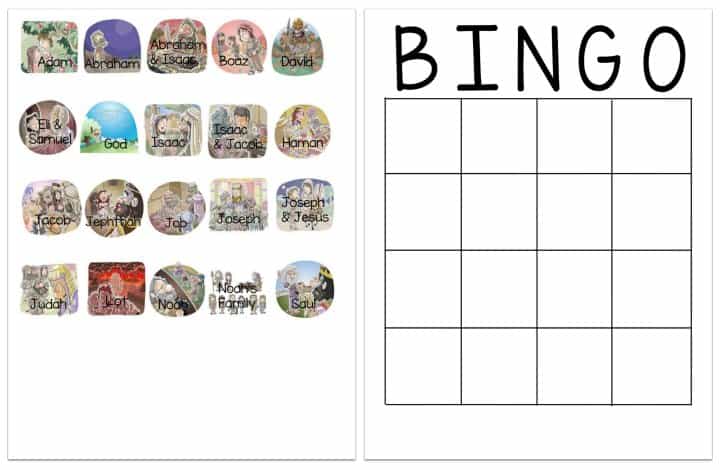 Fathers in the Bible BINGO game for kids