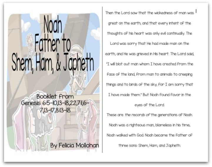 "Noah, Father to Shem, Ham, & Japheth" Bible Story Booklet
