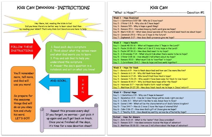 devotions for kids - free printable PDF