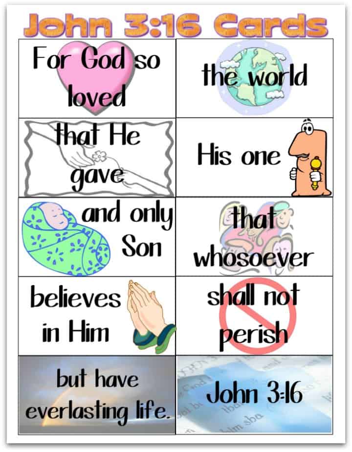 Printable John 3 16 Bible Memory Flash Cards Ministry To Children Bible Games For Kids