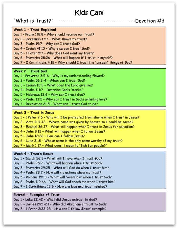 What Is Trust Printable Devotions For Kids Ministry To Children 