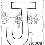 J is for Jesus (Bible Alphabet Coloring Page) printable line drawing
