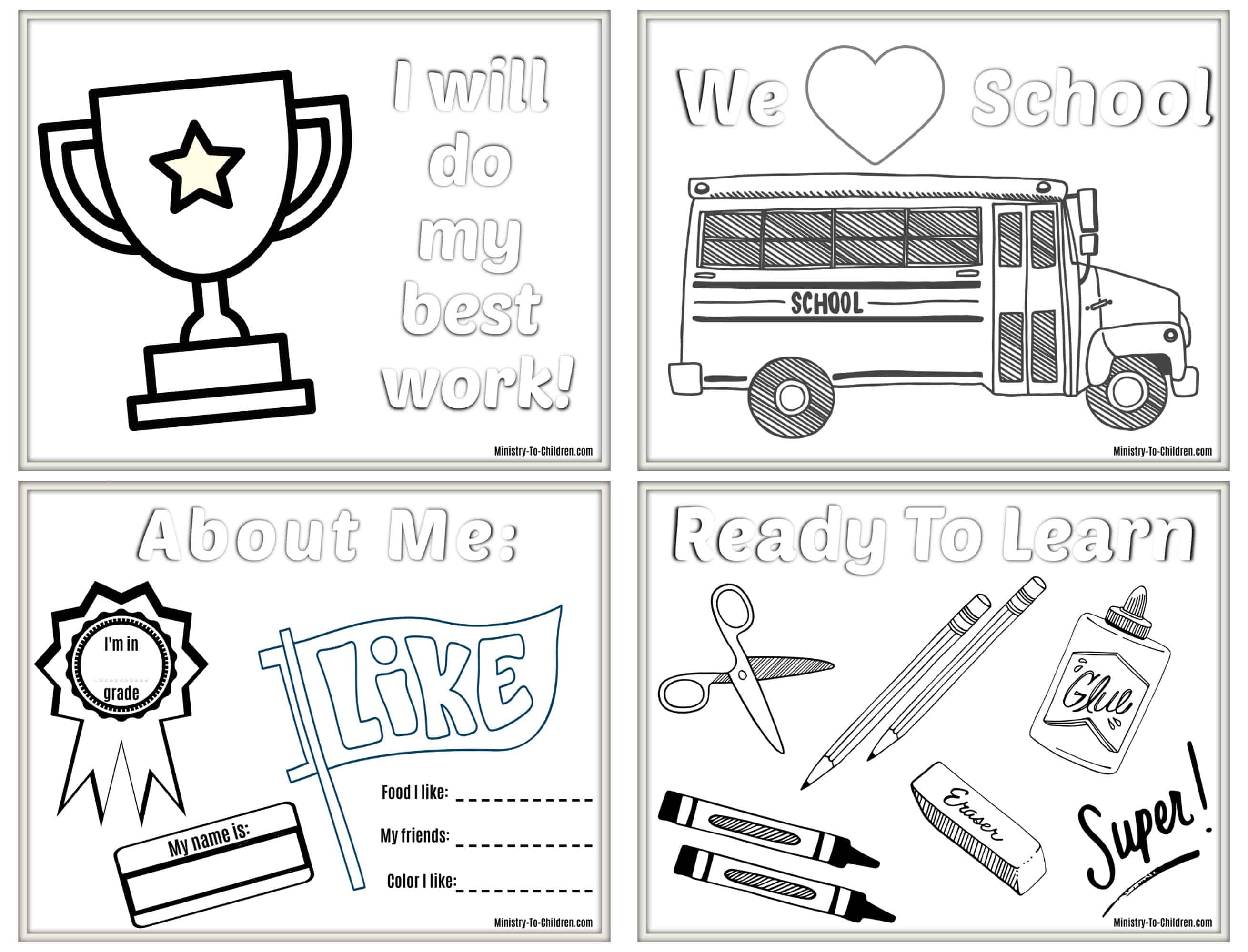 6 Back to School Coloring Pages Free PDF Printables for 2019