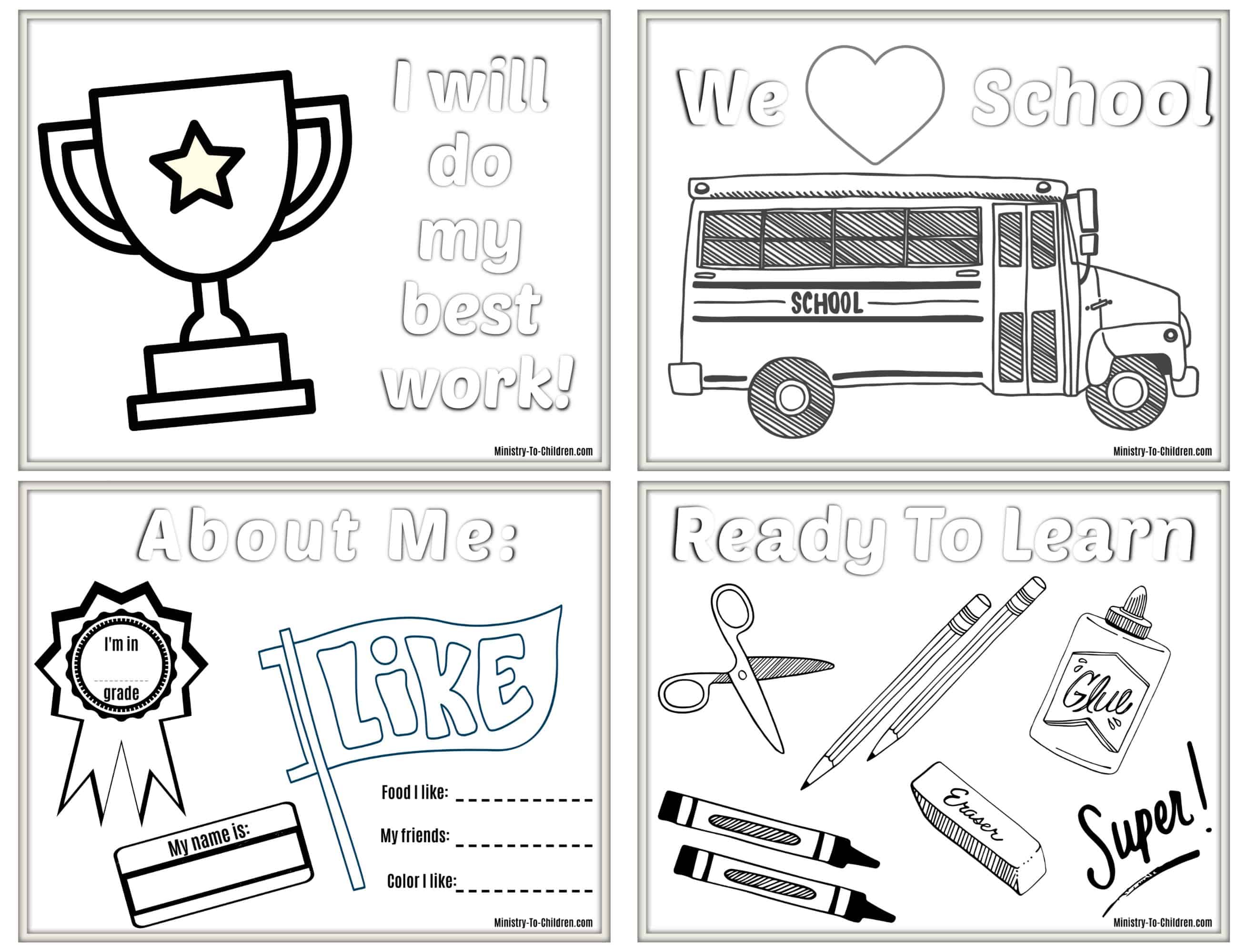 6 Back To School Coloring Pages Free PDF Printables For 2019