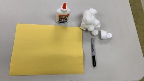 Supplies for Fluffy Handprint Sheep Craft