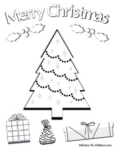 Merry Christmas Tree Coloring Page